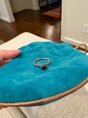 Size 7 Pandora Silver Beaded Birthstone Ring